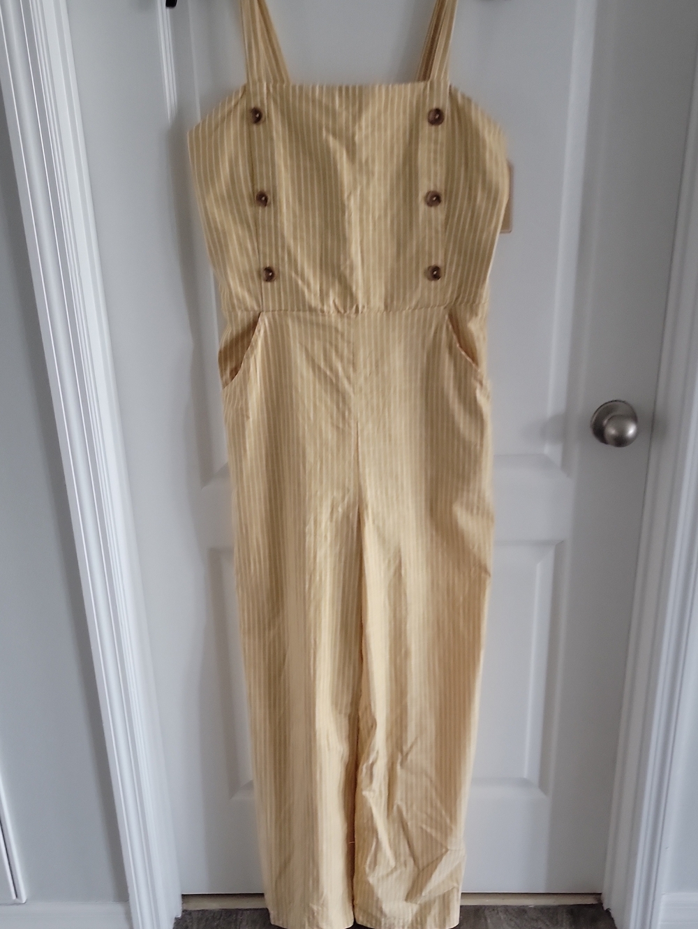Copper Key Yellow Striped Wide-Leg Jumpsuit
